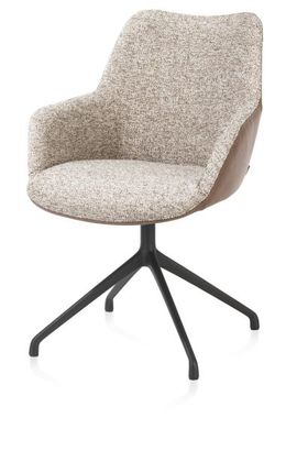 XOOON Mats, Armlehnstuhl - Aluminium Gestell rough off black - drehbar - Kombi Pala cognac + Luton kupfer - Braun, Orange - 2