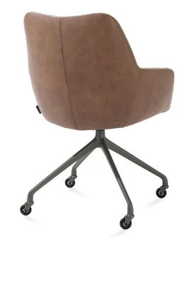 XOOON Mats, Armlehnstuhl - Aluminium Gestell graphit + Rollen - Pala cognac + Luton kupfer - Braun, Orange - 3