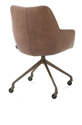 XOOON Mats, Armlehnstuhl - Aluminium Gestell steelbrown + Rollen - Pala cognac + Luton kupfer - Braun, Orange - 3
