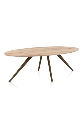 XOOON Arvada, Esstisch 220 x 110 cm, Ellipse, 4 Beine - Beige, Weiß, Gelb - 3