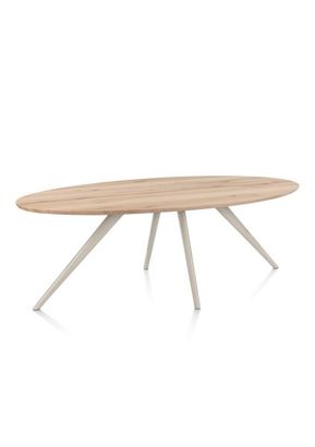 XOOON Arvada, Esstisch 220 x 110 cm, Ellipse, 4 Beine - Beige, Weiß, Gelb - 3
