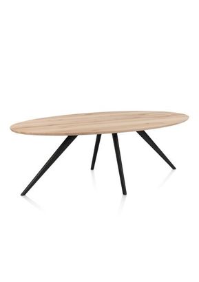 XOOON Arvada, Esstisch 220 x 110 cm, Ellipse, 4 Beine - Beige, Weiß, Gelb - 3