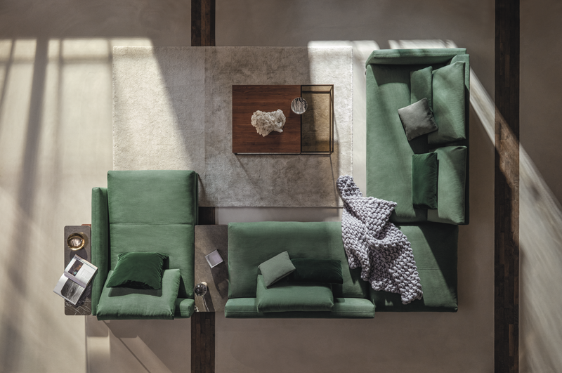 Rolf Benz Sofas online entdecken Grünes Ecksofa von Rolf Benz - L-Form, Ansicht von oben