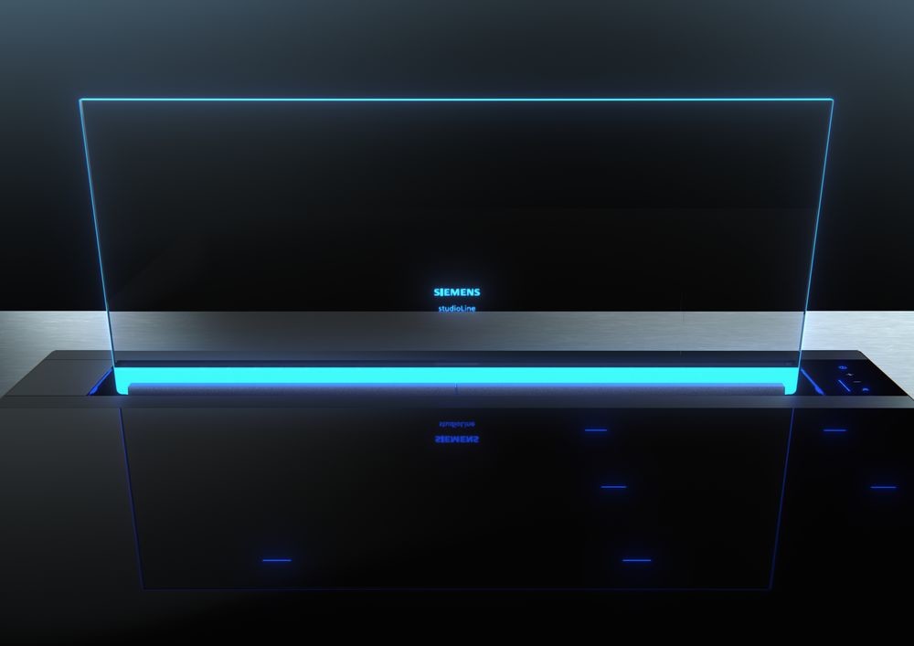 Siemens glassdraftAir In die Arbeitsplatte eingelassener gläserner Dunstabzug der Marke Siemens