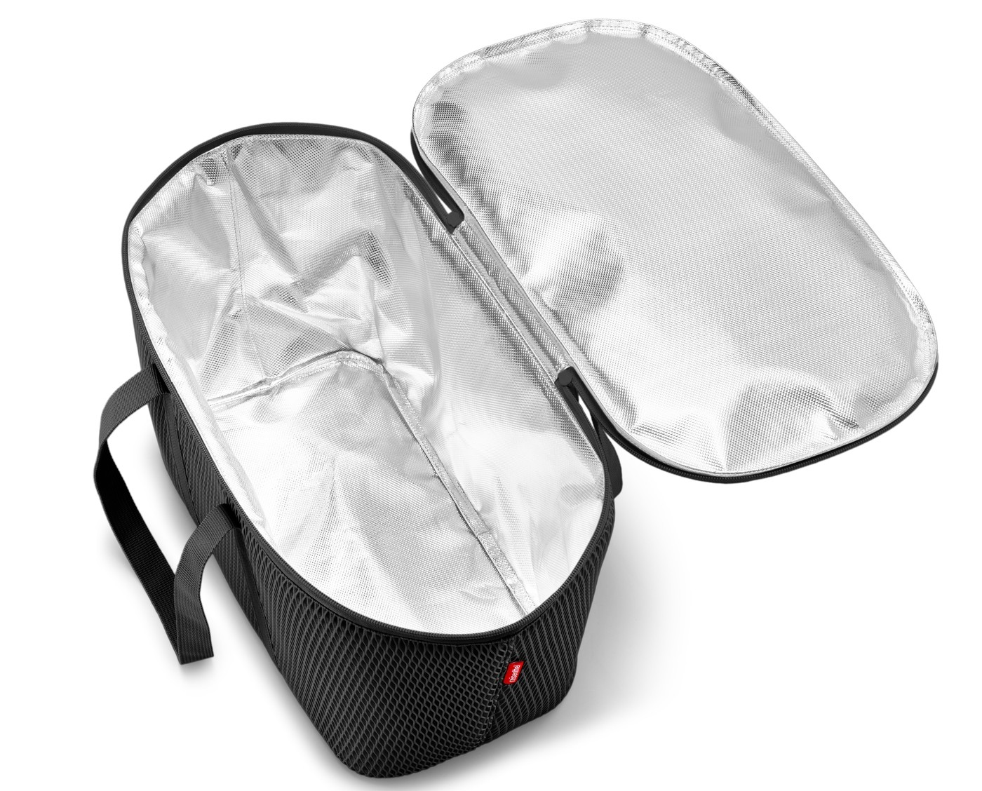 Produktbild einer schwarzen Reisenthel Coolerbag Kühltasche mit geöffnetem Fach.