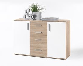 Kommode "Brian" weiß/Sonoma Eiche Nachbildung, 120 cm