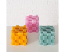 Kerze "Chess" aus Paraffin, eckig, ca. 9 cm