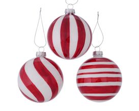 Weihnachtskugel "Rosalia", Rot/Weiß, ca. 8 cm