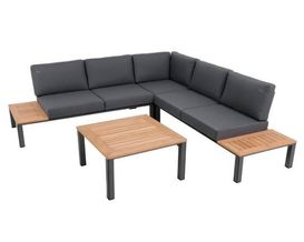 Eck-Lounge Set "Renovo" anthrazit/Teak, ca. 246,5 x 246,5 cm