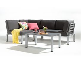 Ecklounge-Set "Widoo" mit Tisch, silber