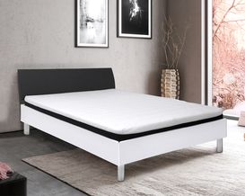 Futonbett "Palermo" weiß/anthrazit, 120x200 cm, inkl. Matratze, Topper, Rollrost