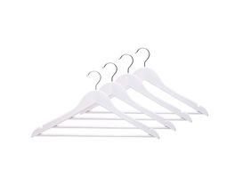 4-teiliges Kleiderbügel-Set, Holz lackiert, weiß