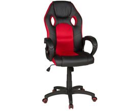 Chefsessel "David" Netzstoff rot / Kunstleder schwarz