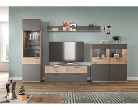 Wohnwand "Xenox" Nox Oak, Grau