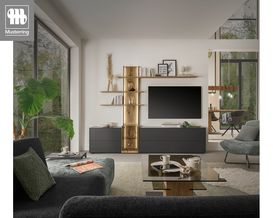 Musterring Anbauwand "Trevio", Kerneiche Umato, Lack anthrazit