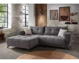 Wohnlandschaft, leger "Benjamin", Cord grau, inkl. elektrischer Sitzvorschub und 2 Zierkissen