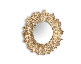 Dekospiegel rund, gold, ca. 80 cm