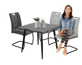 Esstisch "Hadrian", Wildeiche grau/schwarz/Baumkante, ca. 90x76x90 cm