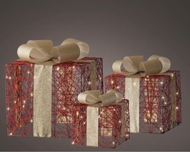 LED-Geschenkschachtel rot, ca. 25x28 cm