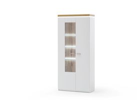 Kombi-Vitrine "Malcesine", Weiß/Eiche, ca. 88x197 cm