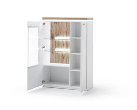 Highboard "Malcesine", ca. 98x143 cm, Weiß/Eiche