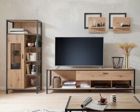 Wohnkombination "Maasdam" Balkeneiche/Metall anthrazit