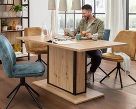 Esstisch "Maasdam" Balkeneiche/Metall anthrazit