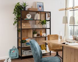 Regal "Maasdam" Balkeneiche/Metall anthrazit