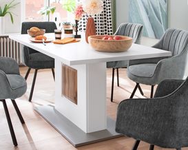 Esstisch "Magdala"  weiß/Wildeiche Nachbildung, ca. 160x90 cm