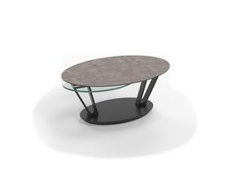 Interliving Couchtisch 6207, Keramik zementgrau/Glas