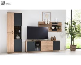 Interliving Anbauwand 2025, Wildeiche, Anthrazit, Kork