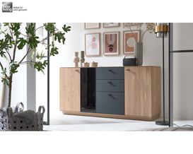 Interliving Sideboard 2025, Wildeiche, Anthrazit, Kork