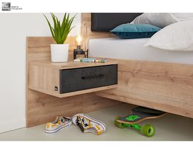 Hängekonsole/Nachtkonsole "Interliving 1701" Risseiche/anthrazit