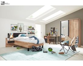 Schwebetürenschrank 2-trg.  "Interliving 1701" Risseiche/anthrazit