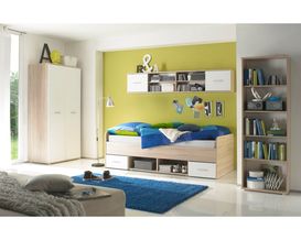 Jugendzimmer "Barbara" mit Kleiderschrank, Bett und zwei Regalen