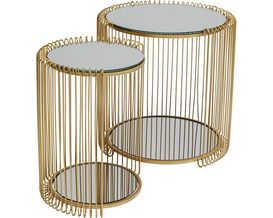 Couchtisch-Set "Kassel", Glas verspiegelt, Stahl gold