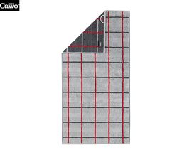 Handtuch Platin Karo grau/rot 100 x 50 cm