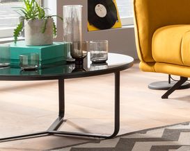 Couchtisch "Möhnesee" Metall schwarz/Glas schwarz  rund Ø ca. 80 cm