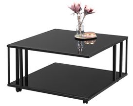 Couchtisch "Meppen" schwarz/Glas mit Rollen