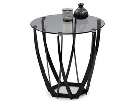 Beistelltisch "Merlscheid", Platte Sicherheitsglas grau, ca. 50x50 cm