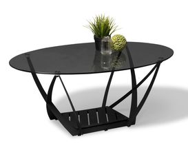 Couchtisch "Meads", Glas grau, Metallgestell