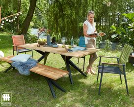 Gartentisch "Holland" Musterring ca.220 x 76 x 95 cm, Teakholz massiv mit Baumkante