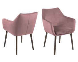 Armlehnstuhl "Aspach" mit dunkelbraunem Holzgestell, rosa