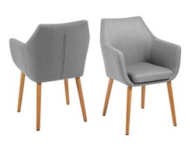 Armlehnstuhl "Aspach" mit Gestell aus Eiche, hellgrau