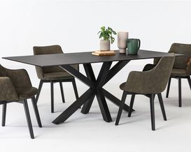 Esstisch "Argab" Glas/Keramik schwarz, ca. 200x100 cm