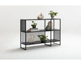 Regal "Ascheffel", Metall matt schwarz, mit Marmoroptik