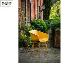 SCHÖNER WOHNEN Schalenstuhl "Texel", ergonomisch, mit Eukalyptusgestell, gelb