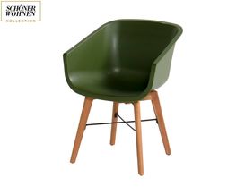 SCHÖNER WOHNEN Schalenstuhl "Texel", ergonomisch, mit Eukalyptusgestell, grün