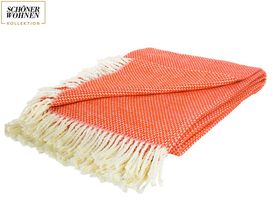 SCHÖNER WOHNEN Decke mit Fransen Outdoor, orange