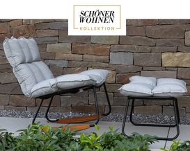 SCHÖNER WOHNEN Schaukelstuhl "Leska" inkl. Hocker, outdoor, hellgrau